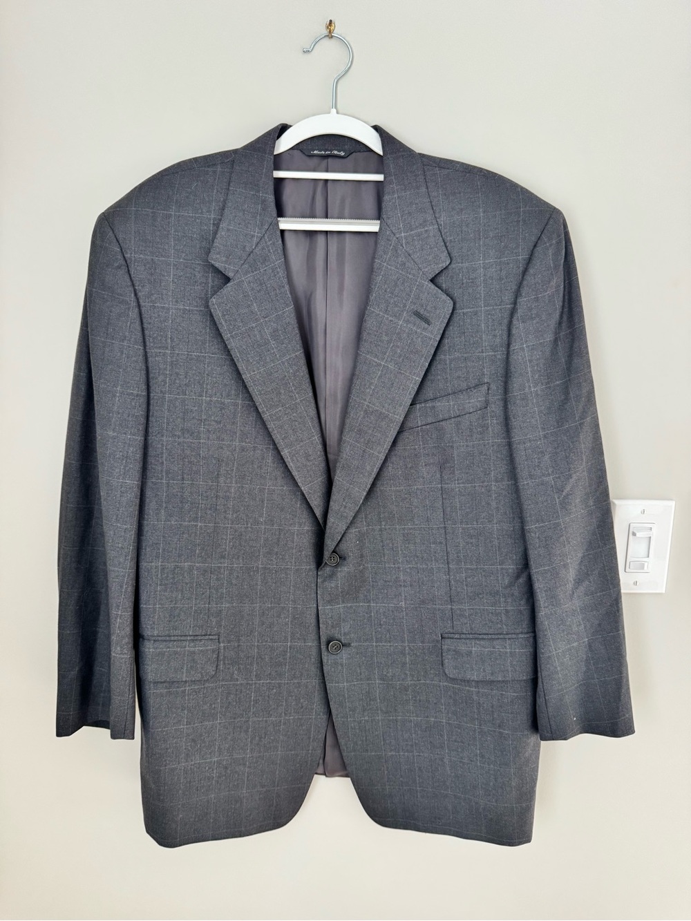 Canali 100% Wool Sport Coat Blazer Mens 48R Gray Plaid Italian Luxury Formal